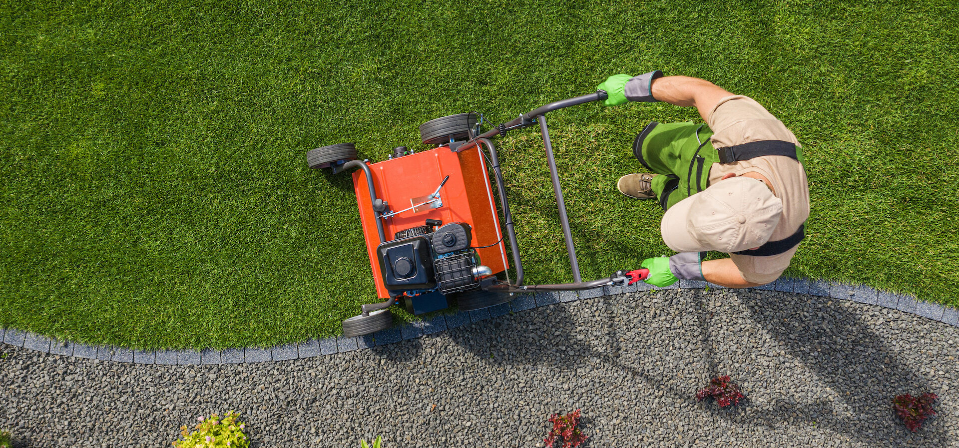 Backyard Garden Lawn Aeration Job Aerial View